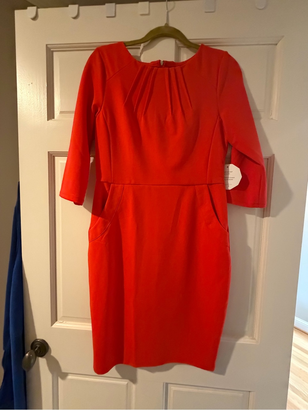 ASOS NWT Red Sheath Dress with Pleated Neckline